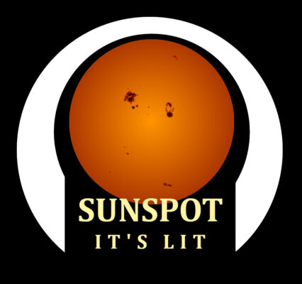 Logo for Sunspot Lit. An orange globe represents the sun, with the tagline, It's Lit.