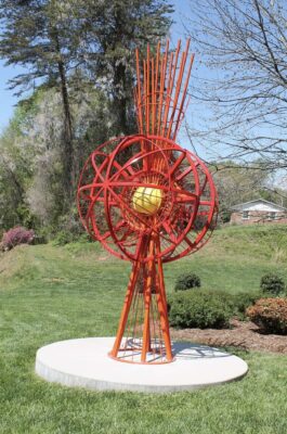 Neutron Star, steel and paint outdoor sculpture by Hannah Jubran